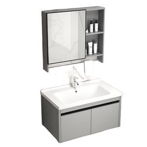 <span class=keywords><strong>Mueble</strong></span> de baño pequeño para apartamento con <span class=keywords><strong>lavabo</strong></span> de cerámica integrado y espejo LED, combinación de aluminio, <span class=keywords><strong>estilo</strong></span> moderno - Product Image 6