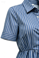 Robe chemise boutonnée rayée à imprimé numérique respirante pour femme, taille naturelle, idéale pour le bureau et le quotidien