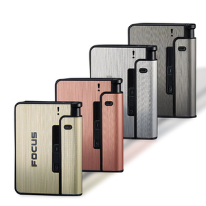 CC261001 automatic aluminum custom windproof case plastic tobacco metal 10pcs cigarette hold disposable lighter box