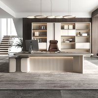 Escritorio Ejecutivo Moderno de Lujo en Forma de L, Panel de Madera Resistente, Uso Comercial Multiusos, Muebles de Oficina Administrativos
