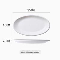 Assiette ovale en porcelaine blanche de qualité supérieure, plat de service profond, plat à poisson cuit à la vapeur, vaisselle pour hôtel, restaurant, usage domestique