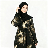Abaya pour femmes grande taille, coupe ajustée, respirante, en polyester, imprimé numérique, longueur cheville, pour le printemps, le Ramadan, les mariages et l'usage quotidien