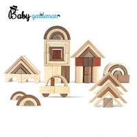 Juego de Bloques de Construcción Geométricos de Madera Natural con Arcos, Triángulos y Cilindros, Juguete Creativo de Construcción Numérica Apilable Z13321A