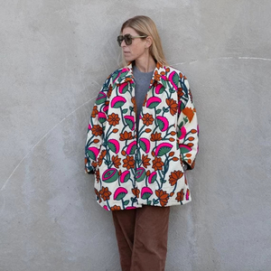 Designer Collection Suzani Malty Color Floral Embroidered Finished Button Autumn <b>Winter</b> <b>Quilted</b> Cotton Eco-Friendly Long Sleeve - Product Image 1
