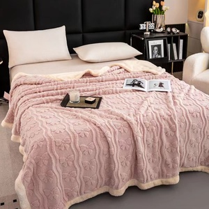 Couverture en molleton d'agneau double couche à usage domestique en taffel couleur unie avec sieste Falai imprimé couvre-lit épaissi diffusion en direct - Product Image 6