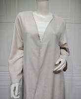 Robe longue de style turc E-87 en polyester respirant à manches longues, longueur cheville, cardigan Dubaï, abaya arabe, robe pour femmes musulmanes