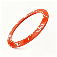 Lunette de montre submersible en silicone noir et orange avec marquages blancs - Pièce de rechange pour modification de montre