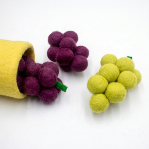Stitched <b>Wool</b> Felt & Yarn Purple and Green Grapes Interactive Educational Play Toys for Kids - Product Image 1