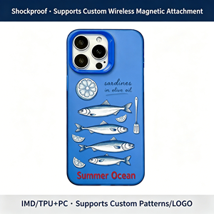 Funda de TPU mate azul con diseño de sardinas y limón dibujados a mano, cubierta de pez con estética oceánica de verano para <span class=keywords><strong>iPhone</strong></span> 17 16 15 14 13 <span class=keywords><strong>Pro</strong></span> <span class=keywords><strong>Max</strong></span> - Product Image 4