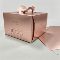 Boîtes rigides haut de gamme avec impression UV, poignée, recyclables, en papier d'art de qualité alimentaire, couvercle et base portables pour boulangerie et produits alimentaires