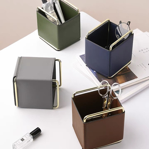 Modern <strong>Rectangular</strong> Home Storage <strong>Basket</strong> with Marker Pen Tool Case Metal Leather Brush Holder Packaging Boxes - Product Image 1