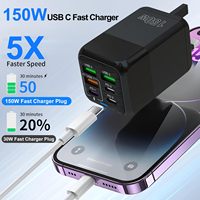HYTO 150W 6 Ports PD QC 3.0 USB C Chargeur Rapide Adaptateur Mural Charge Super Rapide pour IPhone Samsung Xiaomi Huawei Oneplus OPPO