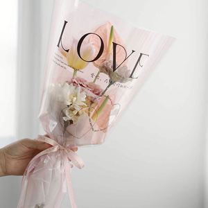 50 ชิ้น/ล็อต ถุงพลาสติกใสลายดอกไม้ ถุงแก้วใสสำหรับห่อดอกไม้สด กระดาษห่อดอกไม้ - Product Image 6
