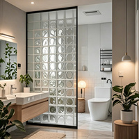 Blocs de verre à motif soleil directement du fournisseur, briques creuses translucides à bords nettoyés pour cloisons intérieures de salle de douche