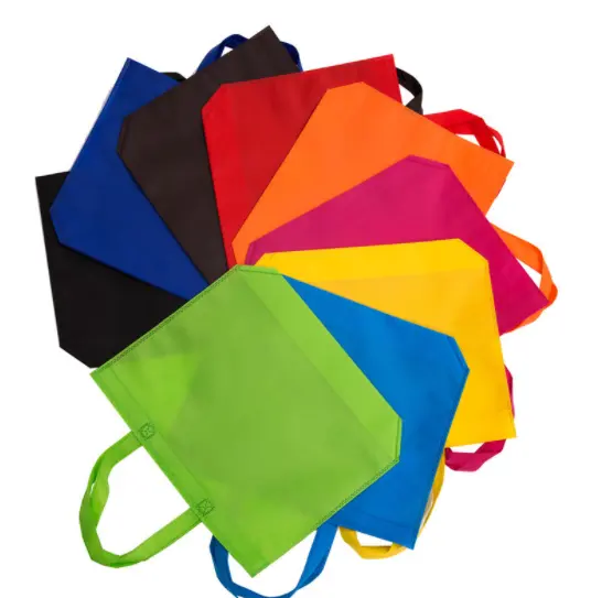 Sacs Non tissés de haute qualité, personnalisés, divers couleurs, fourre-tout, à provisions réutilisable, avec logo personnalisé