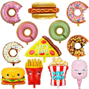 Chinese Wholesale Vendors 2024 New Design Cheap Round Donut Balloon, Food Shaped Foil Balloon With Pizza French Fries Shape