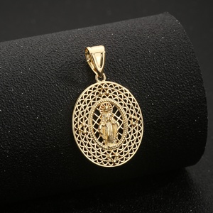 Collana religiosa cava con ciondolo Madonna di Guadalupe in ottone placcato oro 14K <span class=keywords><strong>per</strong></span> donna, ciondolo cattolico Vergine <span class=keywords><strong>Maria</strong></span> - Product Image 4