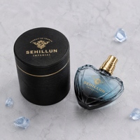 Flacon de parfum en verre borosilicate en forme de cœur Tatricia avec pompe pulvérisatrice dorée, diffuseur à bâtonnets, design de luxe à facettes pour parfum
