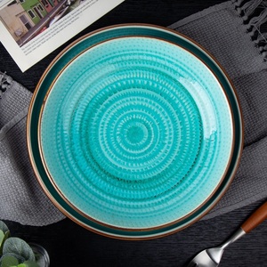Set di <span class=keywords><strong>Piatti</strong></span> in <span class=keywords><strong>Porcellana</strong></span>, Piatto da Cena in Ceramica Smaltata Verde, <span class=keywords><strong>Servizio</strong></span> di Stoviglie per Ristorante - Product Image 2