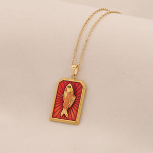 2025 Mode <span class=keywords><strong>Tarot</strong></span> Karte Anhänger Halskette Charm Edelstahl Halskette 18 Karat vergoldet Halskette Schmuck - Product Image 3