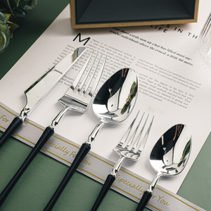 Lot de Couverts Jetables en Plastique Personnalisables (Couleurs de Manche) pour Mariages et Fêtes, Lavables au Lave-Vaisselle, 25 Pièces/Sac, Options Or et Argent - Product Image 4