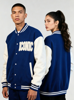 Veste de baseball unisexe surdimensionnée avec logo personnalisé, vente en gros