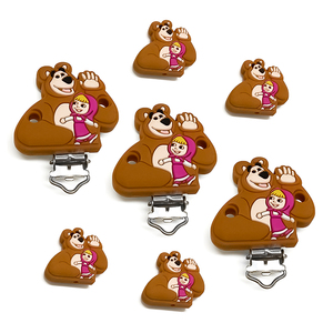 Clip Portaciuccio in Silicone Più Vendute Masha <span class=keywords><strong>e</strong></span> <span class=keywords><strong>Orso</strong></span> Giocattoli Accessorio da Afferrare per Bambini Clip in Metallo per Uso Alimentare - Product Image 1