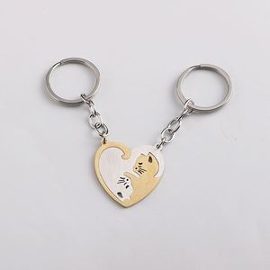 Colgante de Gato de Amor para Parejas, Llavero Antipérdida de Acero Inoxidable, Anillo para Colgar en Bolsos, Accesorios - Product Image 5