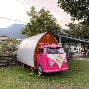 Mini caravane de voyage 6x2x2.5 en acier rose avec plancher en bois pour le camping, design tendance - Product Image 3