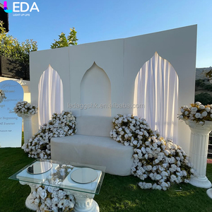 ฉากหลังงานแต่งงานหรูหราทันสมัย LEDA สีขาวอะคริลิค ทรงโค้งแหลมสไตล์อินเดีย - Product Image 3