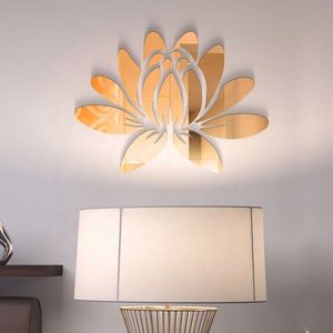 Mirror <b>Wall</b> <b>Stickers</b> Decals <b>Sticker</b> Room Bedroom Acrylic Decor Decoration Fridge Decorative Girl <b>Walls</b> Lotus Flower - Product Image 3