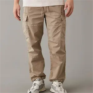 Erkekler için özel toptan Streetwear naylon iş Tech pantolon iş giysisi yan cepler İpli kargo pantolon