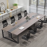 Mobilier de bureau moderne et luxueux en bois, ensemble table de réunion et chaises pour conférences et réceptions