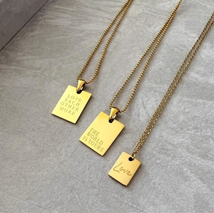 Chapado en oro Proverbios ingleses Citas inspiradoras Rectángulo Colgante Collar de acero inoxidable Joyería al por mayor - Product Image 6