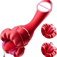 Vibrateur 3 en 1 pour la stimulation de la langue, 10 fréquences de vibration, silicone souple, gland simulé pour la masturbation féminine, clitoris