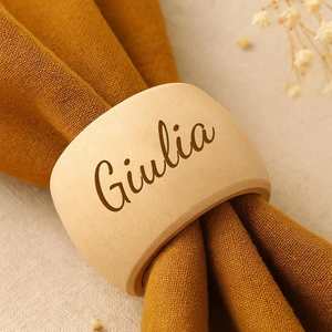 Anillos de Servilleta de Madera, Recuerdos Rústicos para Bodas, Porta Servilletas con Nombre Personalizado para Bodas, Cenas, Decoración de Mesa - Product Image 1