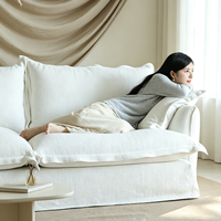 ATUNUS Baumwoll-Leinen-Mischgewebe Modulares Ecksofa Daunengefülltes Wolkensofa Bequemes Tiefsitz-Sofa für Wohnzimmermöbel