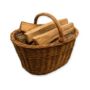 <b>Wicker</b> Firewood <b>Basket</b> With <b>Handle</b> 47.5x33x38 Cm Natural Brown Woven <b>Basket</b> - Product Image 1