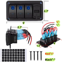 Panneau de commande RV avec prise de charge rapide USB 4.2A et voltmètre 12V-24V, panneau de commutation triple à bascule pour bateau et voiture