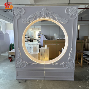 SMOOTH Luxury European Style Acrylic Wedding Led <b>Backdrop</b> Round Middle Engraving <b>Backdrop</b> <b>Stand</b> For Photography - Product Image 6