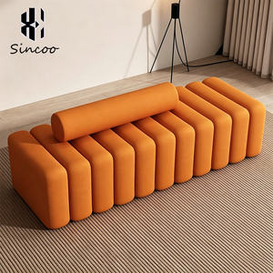 Modern Custom PU Leather Hair Salon & Spa Waiting <b>Bench</b> <b>Sofa</b> with Mirror Styling Station Durable Commercial Furniture - Product Image 1