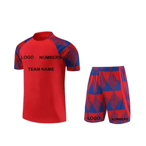 $0無料印刷通気性と速乾性のサッカーシャツサッカーユニフォームサッカージャージーセット男性サッカージャージーセット