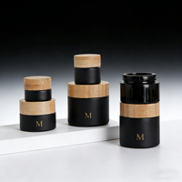 Bouteilles en verre noir mat cosmétique 5ml 10ml 15ml 20ml 30ml 50ml 100ml Boîtes de crème vides avec couvercles en bambou