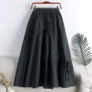 Ladies' Summer New High <strong>Waisted</strong> Slimming Half <strong>Skirt</strong> <strong>with</strong> Irregular Straps Medium to Long Hem A-line <strong>Skirt</strong> Half <strong>Skirt</strong> - Product Image 3