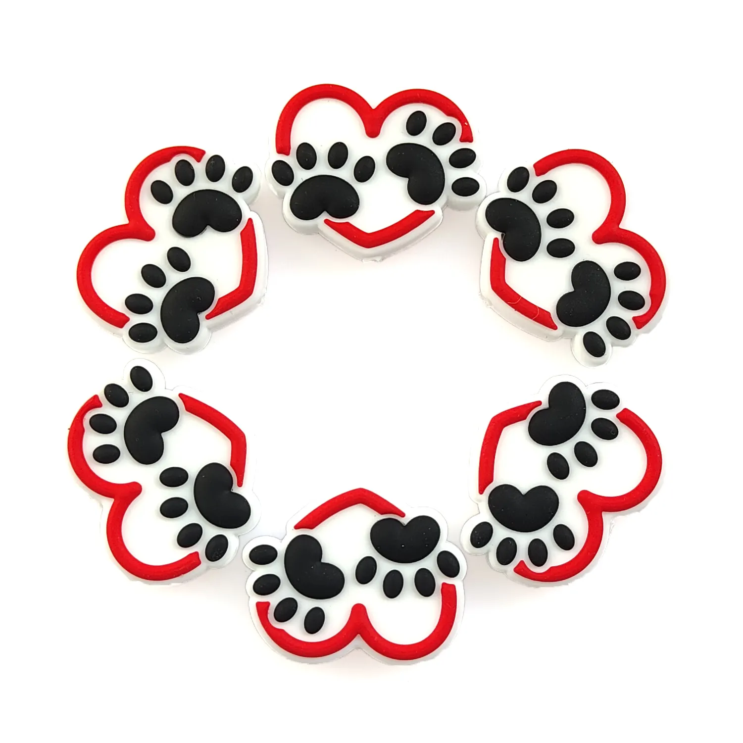 Love Dog Paw Heart Focal Silicone Beads DIY Craft Keychain Beaded Jewelry Making Valentine's Day Gift