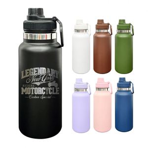 Portable 32oz Powder Coated Double Walled Stainless Steel Vacuum <b>Insulated</b> Outdoor Sports Leak Proof Travel Tumbler Water <b>Bottle</b> - Product Image 1