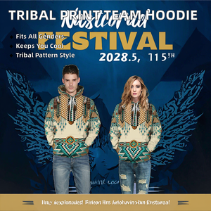 เสื้อฮู้ดดี้ผู้ชายไซส์ใหญ่ลายชนเผ่าโพลินีเซียน แขนยาว มีฮู้ด ใส่ได้ทุกฤดู รุ่นใหม่ล่าสุด - Product Image 2