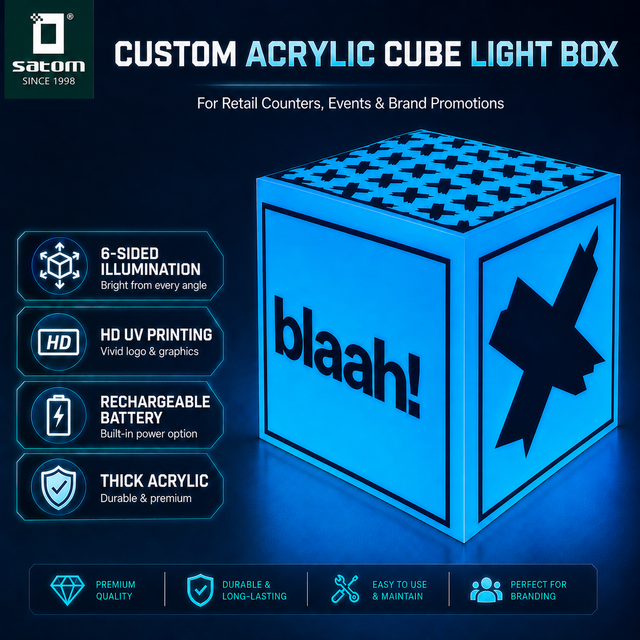 New Style Battery Powered Acrylic Cube Light Box for Bar Nightclub Event Display and Brand Promotion