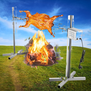 Kit de rôtisserie automatique en acier inoxydable avec moteur pour griller les hot-dogs, le poulet et les steaks - Product Image 1