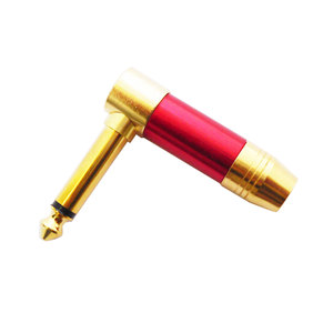 Conector Mono Jack de 6.3mm, 90 Grados, Enchufe de Audio Rojo - Product Image 1